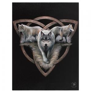 Image of 19x25cm Wolf Trio Canvas Plaque by Anne Stokes