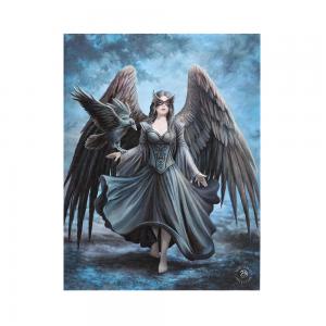 Image of 19x25cm Raven Canvas Plaque by Anne Stokes