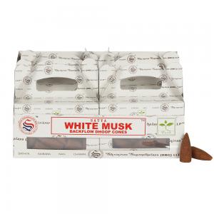 Image of Box of 6 White Musk Backflow Dhoop Cones by Satya
