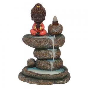 Image of Red Buddha and Rock Pond Backflow Incense Burner