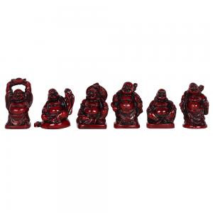 Image of Box of 6 Red Resin Buddhas