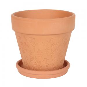 Image of Engraved Botanical Terracotta Plant Pot 