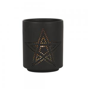 Image of Small Black Pentagram Cut Out Tealight Holder