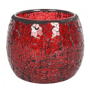 Image of Large Red Crackle Glass Candle Holder