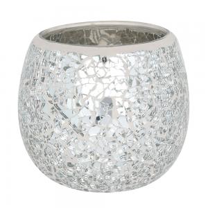 Image of Large Silver Crackle Glass Candle Holder