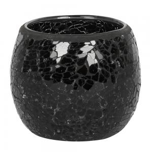 Image of Large Black Crackle Glass Candle Holder