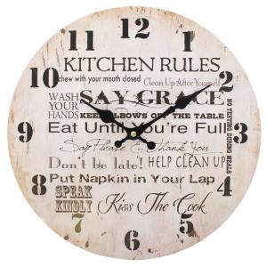 Image of Distressed Look Kitchen Rules Wall Clock