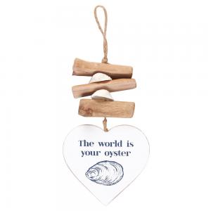 Image of The World is Your Oyster Driftwood Heart Sign