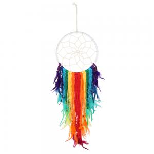 Image of 95cm White and Rainbow Feather Dreamcatcher