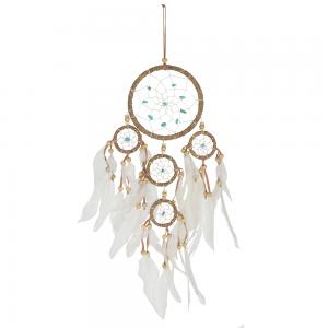 Image of Medium Natural Dreamcatcher with Turquoise Beads