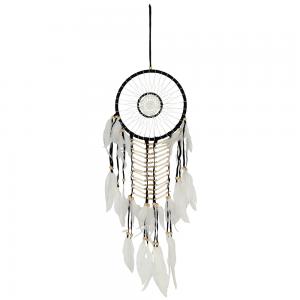 Image of Black and White Dreamcatcher with Natural Beads