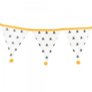 Image of White All Over Bee Print Fabric Bunting