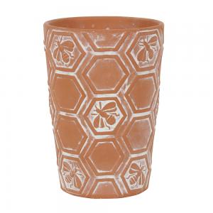 Image of Large Terracotta Bee and Honeycomb Plant Pot