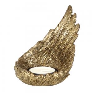 Image of Gold Single Raised Angel Wing Candle Holder