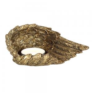 Image of Gold Single Lowered Angel Wing Candle Holder