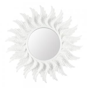Image of 47cm Round White Glitter Angel Wing Mirror