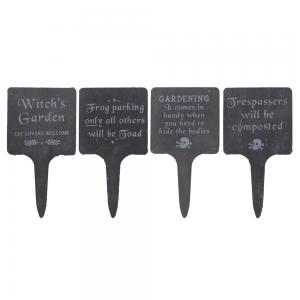 Image of Set of 4 Slate Gothic Garden Signs