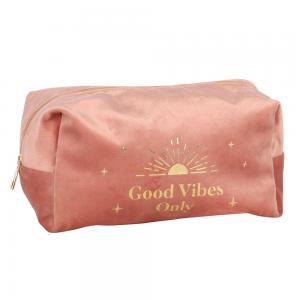 Image of Good Vibes Only Velvet Toiletry Bag