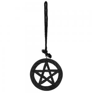 Image of Black Wooden Hanging Pentagram