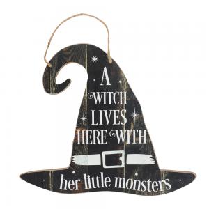 Image of A Witch Lives Here Hanging MDF Sign