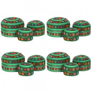Image of Set of 12 Green Beaded Trinket Boxes