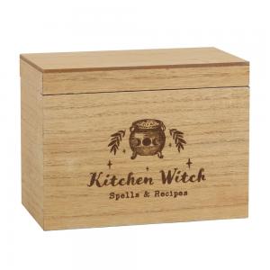 Image of Kitchen Witch Wooden Recipe Box