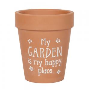 Image of My Garden Is My Happy Place Terracotta Plant Pot