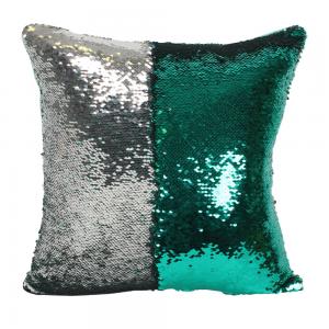 Image of Reversible Silver and Green Sequin Filled Cushion