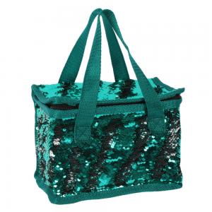 Image of Green and Silver Reversible Sequin Lunch Bag