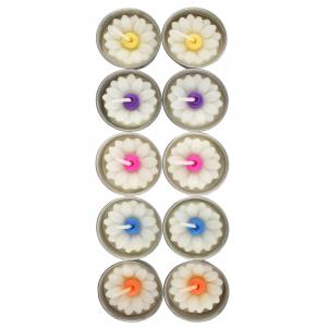 Image of Box of 10 Daisy Candles with Coloured Centre