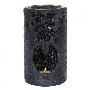 Image of Black Crackle Glass Pillar Oil Burner