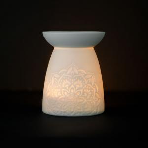 Image of White Ceramic Mandala Oil Burner