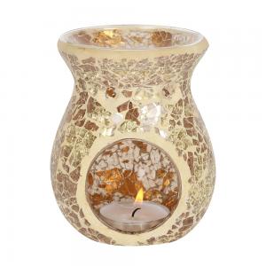 Image of Small Gold Crackle Glass Oil Burner