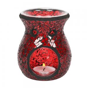 Image of Small Red Crackle Glass Oil Burner