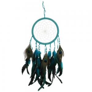 Image of Turquoise Peacock Feather Dreamcatcher