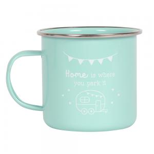 Image of Home is Where You Park it Mint Enamel Style Mug