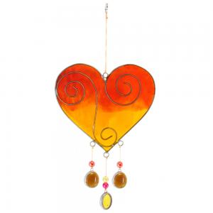 Image of Yellow/Orange Heart Suncatcher