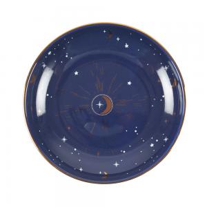 Image of 10.5cm Ceramic Blue Crescent Moon Trinket Dish