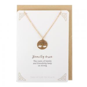 Image of Gold Coloured Family Tree of Life Necklace Card