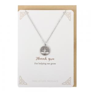 Image of Silver Thank You Tree of Life Necklace Card