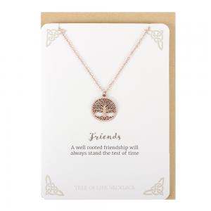 Image of Rose Gold Friends Tree of Life Necklace Card