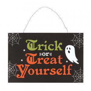 Image of Trick or Treat Yourself Hanging Sign