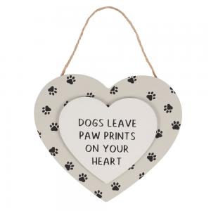 Image of Dogs Leave Paw Prints Hanging Heart Sign