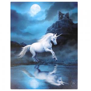 Image of 19x25cml Moonlight Unicorn Canvas Plaque by Anne Stokes