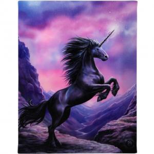 Image of 19x25cm Black Unicorn Canvas Plaque by Anne Stokes